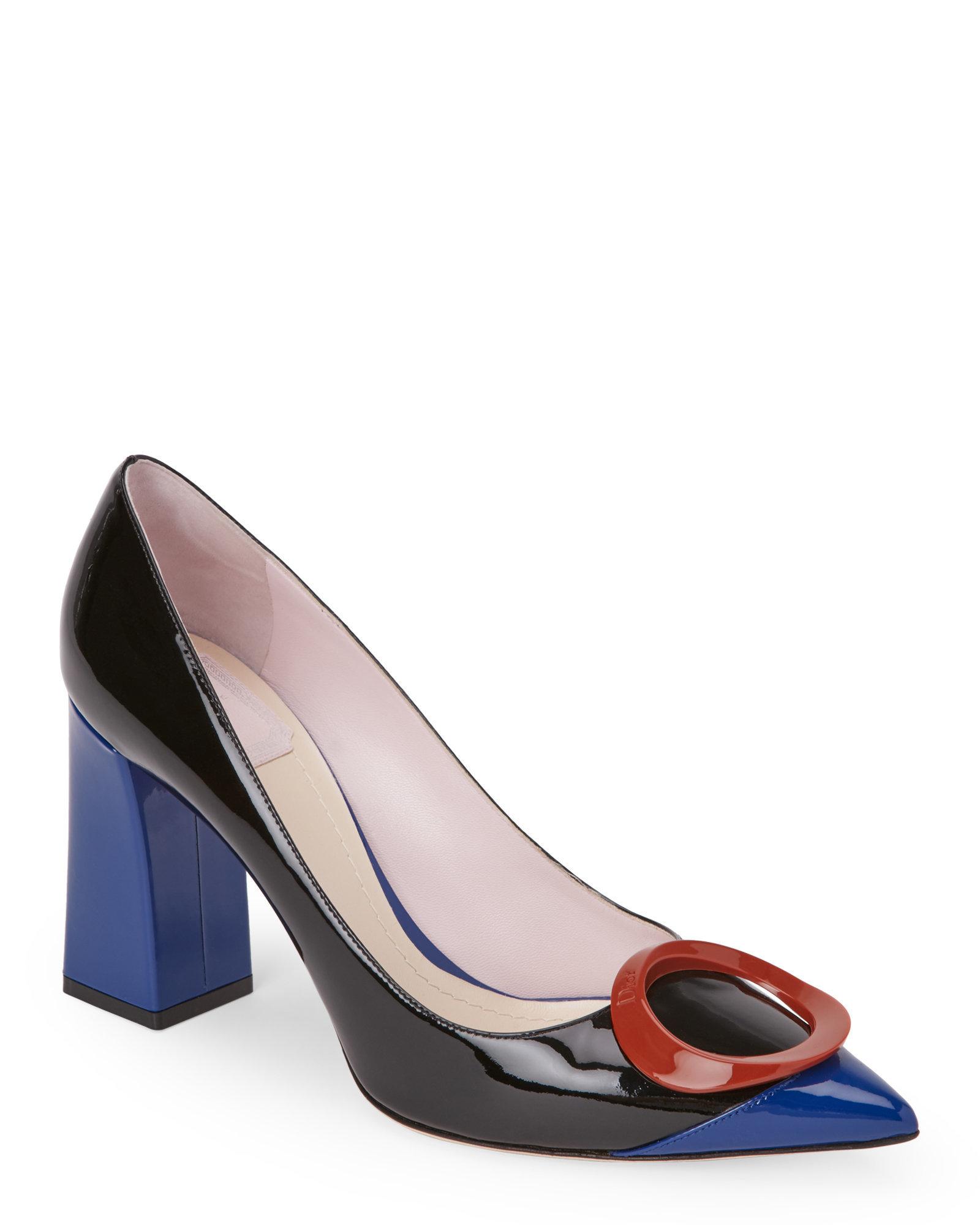 navy pumps block heel